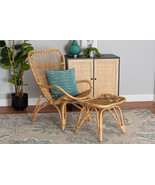 Reina Natural Brown Rattan 2Pc Armchair and Footstool Set - $10,289.81 MXN