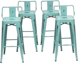 Changjie Furniture Metal Bar Stools Set Of 4 Distressed Industrial, Green). - £166.20 GBP