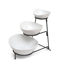 Gibson Elite Gracious Dining 3 Tier Bowl Server Set with Metal Stand - £57.68 GBP