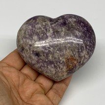 0.58 lbs, 2.8&quot;x3.2&quot;x1.3&quot;, Natural Lepidolite Heart Crystal Gemstone, B30985 - £16.94 GBP