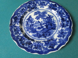 Antique Flow Blue Dinner Plate FAIRY VILLAS Leone China by W Adams &amp; Co.10&quot;[*4-1 - £97.32 GBP