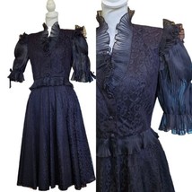 Vintage Womens Small Black Lace Formal Skirt Set Goth Below Knee Victorian - £95.63 GBP