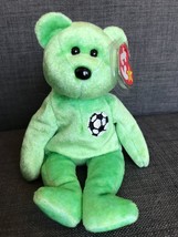 Rare Authentic Kicks Bear Green Soccer Ty Beanie Baby 1998 Collectors - £31.92 GBP