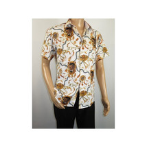 Men's Sports Shirt by MIZUMI Medallion Floral Printed Short Sleeves M648 White image 10