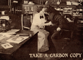 1912 Postcard Couple Kissing In The Office &quot;Take A Carbon Copy&quot; - £6.20 GBP