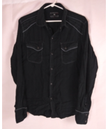 Pop Icon Clothing Men&#39;s Solid Black Western Pearl Snap Shirt Size Medium - $34.14 CAD
