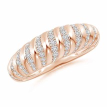 ANGARA Pave-Set Diamond Ribbed Statement Ring for Women, Girls in 14K Solid Gold - £973.75 GBP
