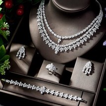 Nigeria 4pcs Bridal Zirconia Jewelry Sets Luxury Dubai Nigeria CZ Crystal Weddin - £105.23 GBP
