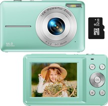 Digital Camera, Kids Camera With 32Gb Card Fhd 1080P 44Mp Vlogging, Green. - £37.71 GBP