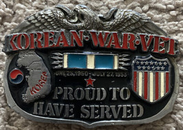 1988 Korean War Vet Color Enamel Belt Buckle Great American Buckle Co Vi... - £15.63 GBP