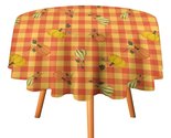 Orange Checkered Tablecloth Round Kitchen Dining for Table Cover Decor Home - $15.99+