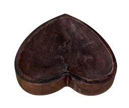 Indaba Heart Shaped Wood Spoon Rest Trinket Tray 8" Rustic Handmade India image 3