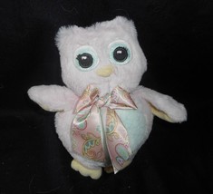 6&quot; Bearington Baby Collection Pink Owl Satin Bow Stuffed Animal Plush Toy Soft - £11.46 GBP