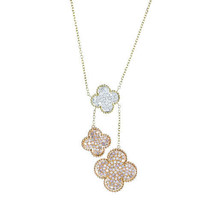 2.28ct Fancy Pink Diamonds Necklace 18K All Natural 9G Real Rose Gold Flowers - £5,681.29 GBP