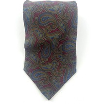 Vintage Giorgio Armani Cravette Tie 100% Silk Mens Red Burgundy Green Ca... - €7,33 EUR