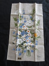 Nos Bob Goryl Kay Dee Hand Prints Wild Flowers 100% Pure Linen Kitchen Towel - £11.74 GBP