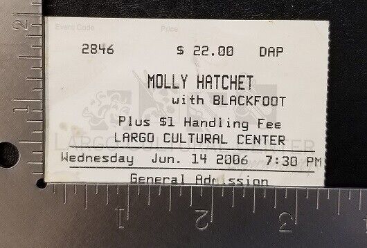 Primary image for MOLLY HATCHET / BLACKFOOT -  ORIGINAL JUNE 14th, 2006 CONCERT TICKET STUB