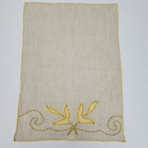 Vintage Applique Table Runner 16x11 Inch Yellow Beige - $16.83