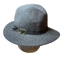 Hat Attack Grey with Black Ribbon Gold Color Hardware Hat New - £15.59 GBP