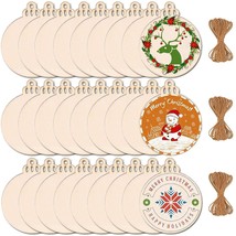 60Pcs 3.5&quot; Diy Wooden Christmas Ornaments Unfinished Predrilled Wood Slices Circ - £18.80 GBP