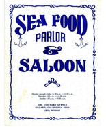 Sea Food Parlor &amp; Saloon Menu Vineyard Avenue Oxnard California - £17.46 GBP