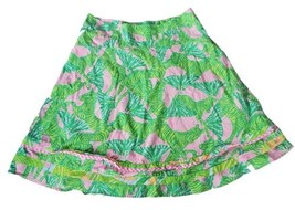 Vintage Lilly Pulitzer Zebra Butterfly Print Green Pink Skirt Size 12 Spring  - $72.57