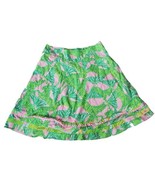 Vintage Lilly Pulitzer Zebra Butterfly Print Green Pink Skirt Size 12 Spring 