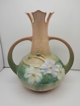 Vtg 1939 Roseville Cosmos Tan Ceramic Pottery Vase 948-7 Handled Art Deco NM EUC - £59.87 GBP