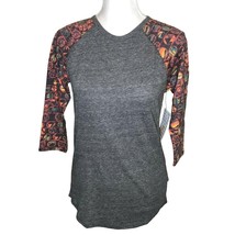 LuLaRoe Randy Baseball Style Tee Size XS Dark Gray &amp; multi-color 3/4 sleeves NWT - £13.32 GBP