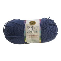 Lion Brand 24/7 Cotton Yarn Medium Weight #4 - Denim Blue Color - 1 Skein - £8.99 GBP