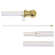 AES New Wall Mount White Aluminum Spinner Flagpole Decor, 6-Feet,1&quot; Diam... - £19.42 GBP