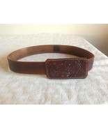 Authentic David Galan Vintage Leather Belt Hand Crafted Bold Floral Bucl... - £23.73 GBP