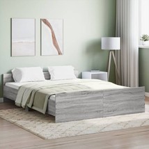 Modern Grey Sonoma Wooden King Size Bed Frame Base With Headboard &amp; Foot... - £149.39 GBP