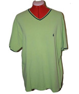 XL Polo Ralph Lauren V Neck Shirt Lime Green Cotton Short Sleeve - $24.01