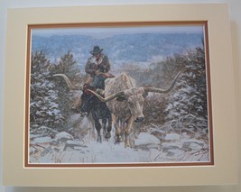 Coming Through The Cold by Ragan Gennusa Longhorn Steer Tan 9x12 Double ... - $39.59