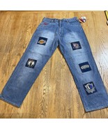 Unk Embroidered Basketball Patch Jeans NBA Team Logos Size 38 x 33 NWT V... - $1,645.98 MXN