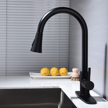 Kitchen Faucet with Pull Out Spray - Black - £67.52 GBP