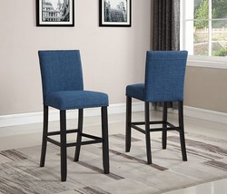 Roundhill Furniture Biony Fabric Bar Stools With Nailhead Trim (Set Of 2), Blue - £156.63 GBP