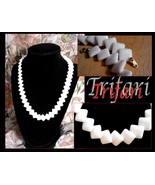 Trifari vintage Lucite white flat square necklace. - £25.57 GBP