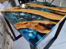 Natural Wood Epoxy Resin Coffee &amp; Dining Table Top for Home Outdoor Indoor Deco - £265.10 GBP