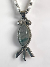 Gray Blue Multicolor Gemstone Pendant Necklace - £7.90 GBP
