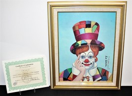 Red Skelton Crazy Quilt Clown Hand Signed 1979 Canvas Lithograph 1348/2000 COA - £315.74 GBP