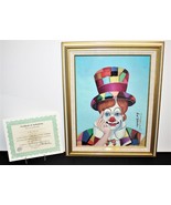 Red Skelton Crazy Quilt Clown Hand Signed 1979 Canvas Lithograph 1348/20... - £308.82 GBP