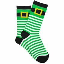 St. Patrick&#39;s Day Leprechaun Buckle Single-Pair Crew Socks Green - £8.74 GBP