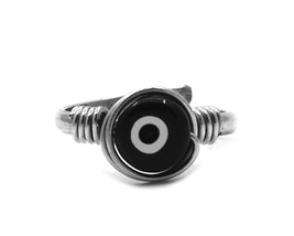 Mia Jewel Shop Mini Round Evil Eye Nazar Bead Silver Metal Stackable Adjustable  - £12.69 GBP