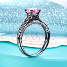 Black Sterling Silver Wedding Engagement Anniversary Ring Fancy Pink Lab... - $124.99