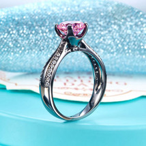 Black Silver Wedding Engagement Anniversary Ring Fancy Pink Lab Created ... - $119.99