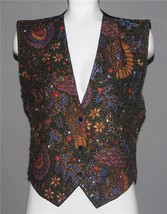 VTG Match-Ups Full Front Varied Beads Flowers Polka Dots Lined Snap Vest... - $27.99
