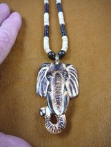 (j-elephant-5) Elephant safari aceh bovine bone carving PENDANT beaded NECKLACE - £29.69 GBP