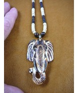 (j-elephant-5) Elephant safari aceh bovine bone carving PENDANT beaded N... - $706.29 MXN